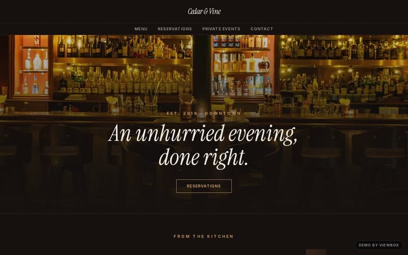 Live preview of the Cedar & Vine demo