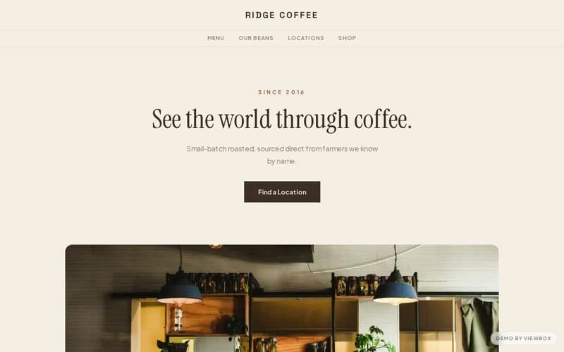 Live preview of the Ridge Coffee demo